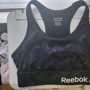 Reebok Athletic Wear Sports Bra - Size X-Small - Black with Silver Accents